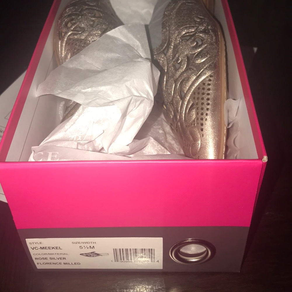 Rose silver Vince Camuto mules brand new